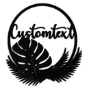 Personalized Tropical Leaves Metal Wall Art – Custom Text Circular Black Steel Decor for Modern Home and Event Spaces- KAF444