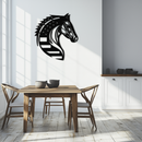 American Flag Horse Head Metal Wall Art – Patriotic Black Steel Equine Decor for Home, Barn and Ranch Interiors- KAF445
