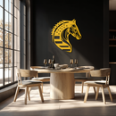 American Flag Horse Head Metal Wall Art – Patriotic Black Steel Equine Decor for Home, Barn and Ranch Interiors- KAF445