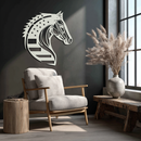 American Flag Horse Head Metal Wall Art – Patriotic Black Steel Equine Decor for Home, Barn and Ranch Interiors- KAF445
