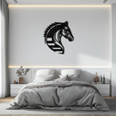American Flag Horse Head Metal Wall Art – Patriotic Black Steel Equine Decor for Home, Barn and Ranch Interiors- KAF445