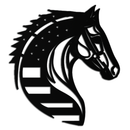 American Flag Horse Head Metal Wall Art – Patriotic Black Steel Equine Decor for Home, Barn and Ranch Interiors- KAF445