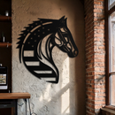 American Flag Horse Head Metal Wall Art – Patriotic Black Steel Equine Decor for Home, Barn and Ranch Interiors- KAF445
