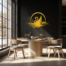 Elegant Swan on Lake Metal Wall Art – Serene Black Steel Decor for Modern, Nature-Inspired Home Interiors- KAF465