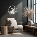 Elegant Swan on Lake Metal Wall Art – Serene Black Steel Decor for Modern, Nature-Inspired Home Interiors- KAF465