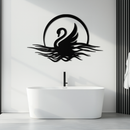Elegant Swan on Lake Metal Wall Art – Serene Black Steel Decor for Modern, Nature-Inspired Home Interiors- KAF465