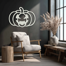 Pumpkin Halloween Metal Wall Art – Spooky Jack O'Lantern Black Decor- KAF500