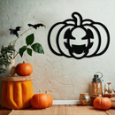 Pumpkin Halloween Metal Wall Art – Spooky Jack O'Lantern Black Decor- KAF500
