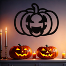 Pumpkin Halloween Metal Wall Art – Spooky Jack O'Lantern Black Decor- KAF500