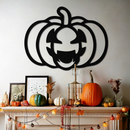 Pumpkin Halloween Metal Wall Art – Spooky Jack O'Lantern Black Decor- KAF500