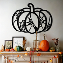 Halloween Pumpkin Metal Wall Art – Black Steel Haunted Fall Decor- KAF506