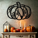 Halloween Pumpkin Metal Wall Art – Black Steel Haunted Fall Decor- KAF506