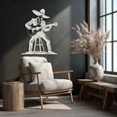 Mexican Musician Metal Wall Art – Black Steel Guitarist Day of the Dead Decor- KAF510