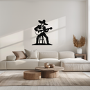 Mexican Musician Metal Wall Art – Black Steel Guitarist Day of the Dead Decor- KAF510