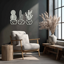 Geometric Cactus Set Metal Wall Art – Modern Black Steel Succulent Decor for Home and Office- KAF518