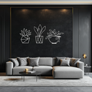 Geometric Plant Silhouette Metal Wall Art – Modern Black Botanical Home Decor- KAF519