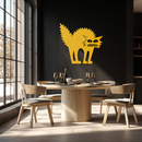 Scared Cat Silhouette Metal Wall Art – Modern Black Cat Halloween Home Decor- KAF524
