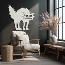 Scared Cat Silhouette Metal Wall Art – Modern Black Cat Halloween Home Decor- KAF524