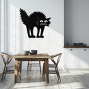 Scared Cat Silhouette Metal Wall Art – Modern Black Cat Halloween Home Decor- KAF524