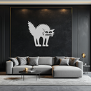 Scared Cat Silhouette Metal Wall Art – Modern Black Cat Halloween Home Decor- KAF524