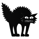Scared Cat Silhouette Metal Wall Art – Modern Black Cat Halloween Home Decor- KAF524