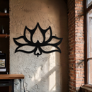 Lotus Flower Metal Wall Art – Modern Black Floral Wall Decor- KAF527