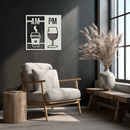 Morning Coffee and Evening Wine Metal Wall Art – AM PM Modern Black Kitchen Decor- KAF547