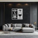 Morning Coffee and Evening Wine Metal Wall Art – AM PM Modern Black Kitchen Decor- KAF547