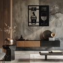 Morning Coffee and Evening Wine Metal Wall Art – AM PM Modern Black Kitchen Decor- KAF547