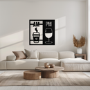 Morning Coffee and Evening Wine Metal Wall Art – AM PM Modern Black Kitchen Decor- KAF547