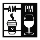 Morning Coffee and Evening Wine Metal Wall Art – AM PM Modern Black Kitchen Decor- KAF547