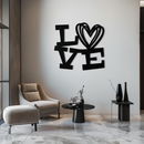 LOVE Heart Modern Metal Wall Art – Romantic Black Metal Wall Decor- KAF566