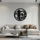 Japanese Pagoda and Sakura Flowers Metal Wall Art – Zen Garden Decor- KAF570