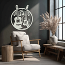 Musical Guitar Notes Metal Wall Art – Modern Musician Decor- KAF571