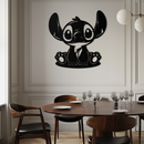 Cute Stitch Character Metal Wall Art - Adorable Cartoon Silhouette Decor- KAF572