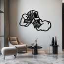 Fist Holding Money Stack Metal Wall Art – Bold Dollar Bill Hand Silhouette for Modern Spaces- KAF579