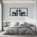Origami Swan Couple Metal Wall Art – Geometric Mirrored Swan Design for Modern Interiors- KAF581