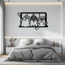 Cozy Window Cats Metal Wall Art – Cute Cartoon Trio Design for Pet Lovers- KAF582