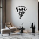 Skeleton Hand Holding Playing Cards Metal Wall Art – Gothic Poker Room Decor-KAF614