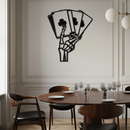 Skeleton Hand Holding Playing Cards Metal Wall Art – Gothic Poker Room Decor-KAF614