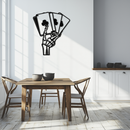 Skeleton Hand Holding Playing Cards Metal Wall Art – Gothic Poker Room Decor-KAF614
