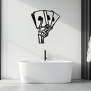 Skeleton Hand Holding Playing Cards Metal Wall Art – Gothic Poker Room Decor-KAF614