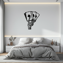 Skeleton Hand Holding Playing Cards Metal Wall Art – Gothic Poker Room Decor-KAF614