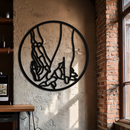 Skeleton and Human Hand Holding – Round Metal Wall Art- KAF628