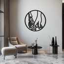 Skeleton and Human Hand Holding – Round Metal Wall Art- KAF628