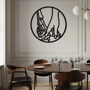 Skeleton and Human Hand Holding – Round Metal Wall Art- KAF628