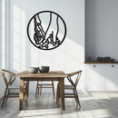 Skeleton and Human Hand Holding – Round Metal Wall Art- KAF628