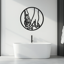 Skeleton and Human Hand Holding – Round Metal Wall Art- KAF628