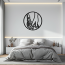 Skeleton and Human Hand Holding – Round Metal Wall Art- KAF628