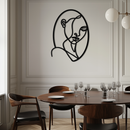 Abstract Woman Face Line Art – Minimalist Metal Wall Decor in Oval Frame- KAF635
